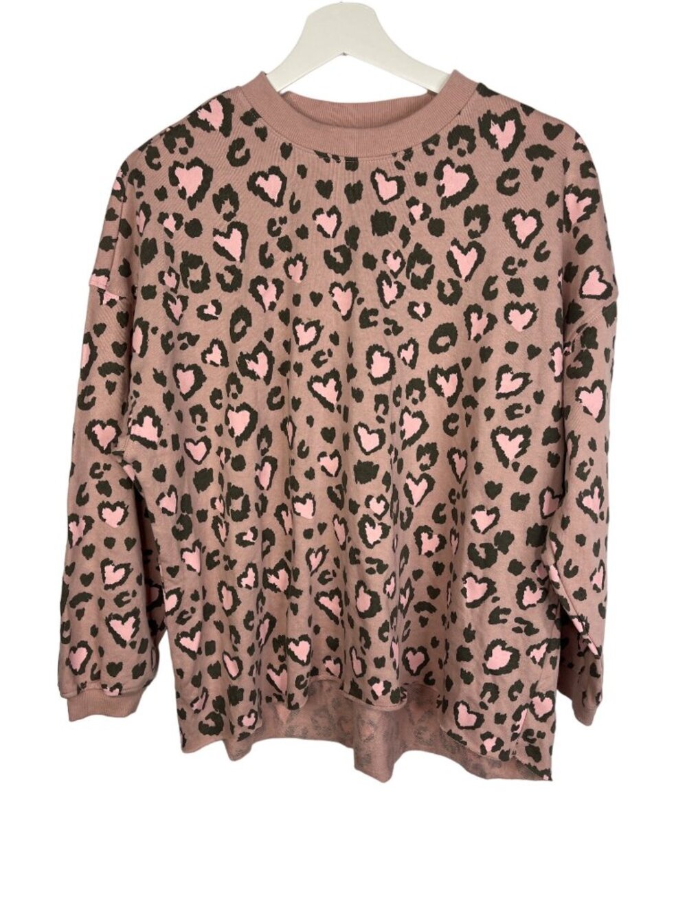 Mighty Fine Sweatshirt Womens XS Pink Leopard Print Pullover Cozy